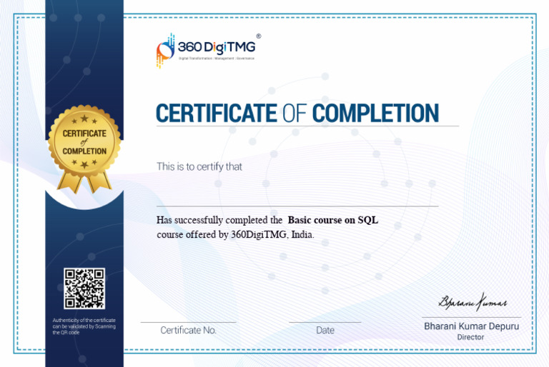 Certificate OF SQL(360DigitMg) | PDF