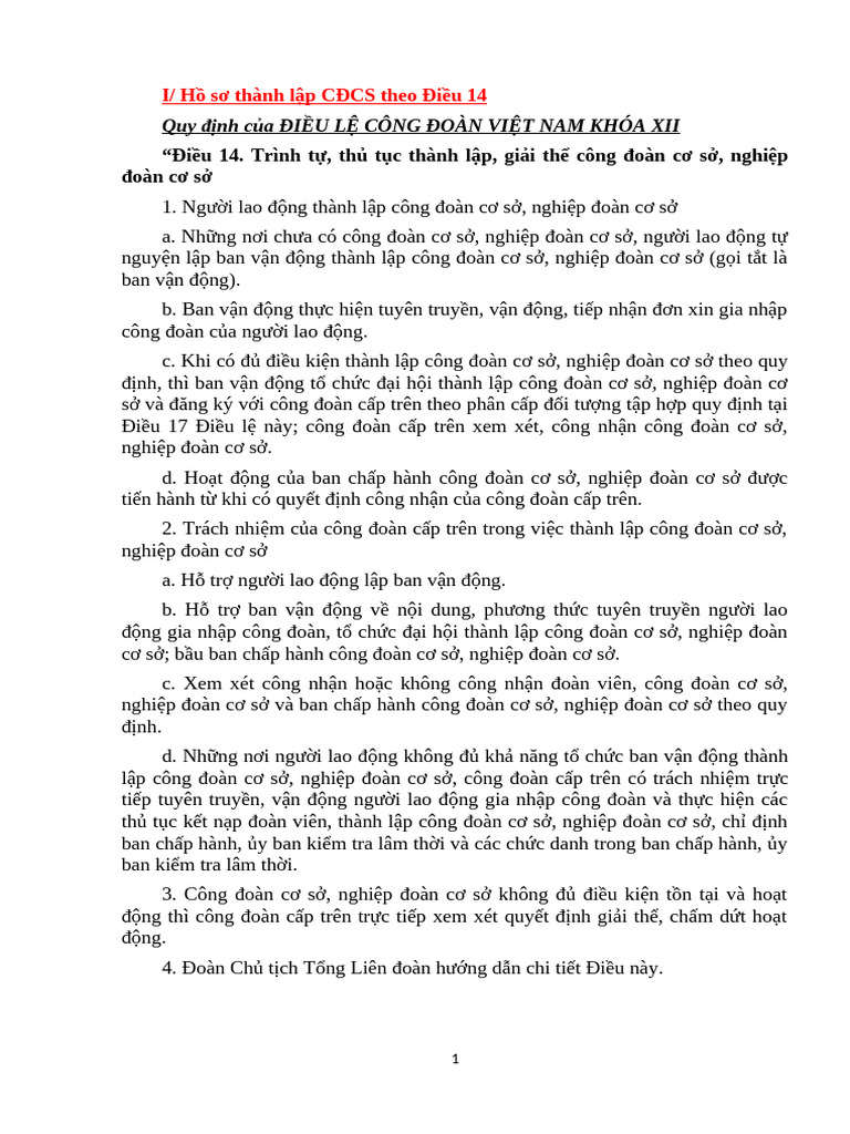 Mau Thanh Lap Cong Doan | PDF