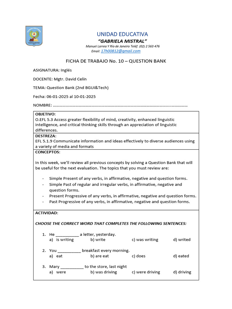English Question Bank for Evaluation | PDF | Question | Linguistic ...