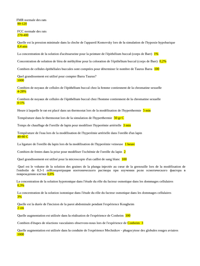 Paramètres physiologiques et expérimentaux des rats | PDF | Atrium ...
