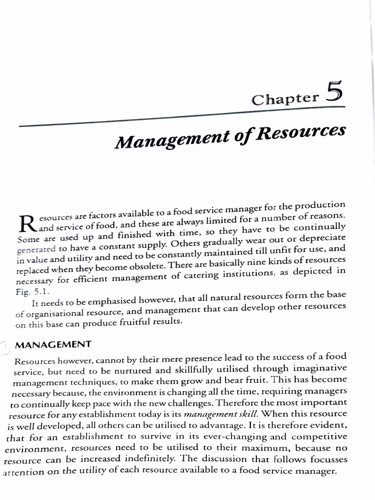Management of Resources | PDF