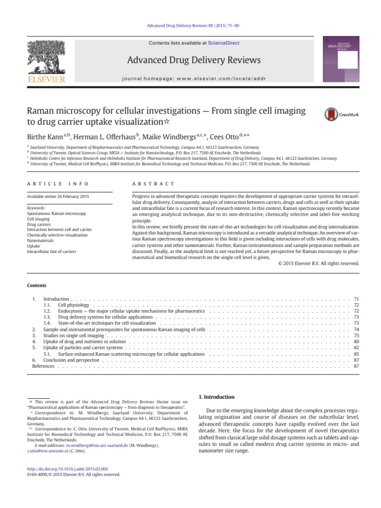 1 s2.0 S0169409X15000174 Main | PDF | Raman Spectroscopy | Cell Membrane