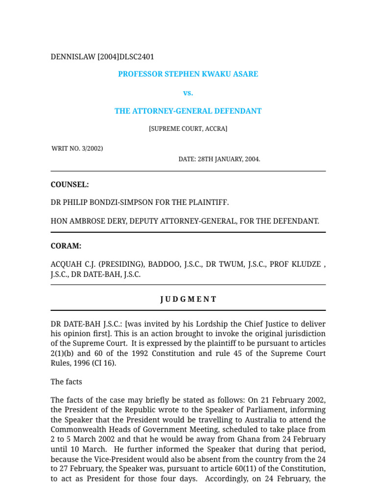 Supreme Court Ruling on Ghana's Presidency | PDF | Statutory ...