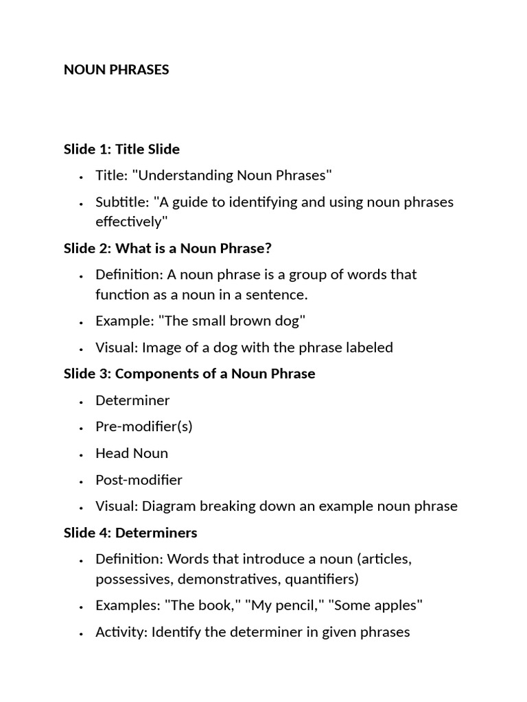 Understanding Noun Phrases Guide | PDF | Noun | Word