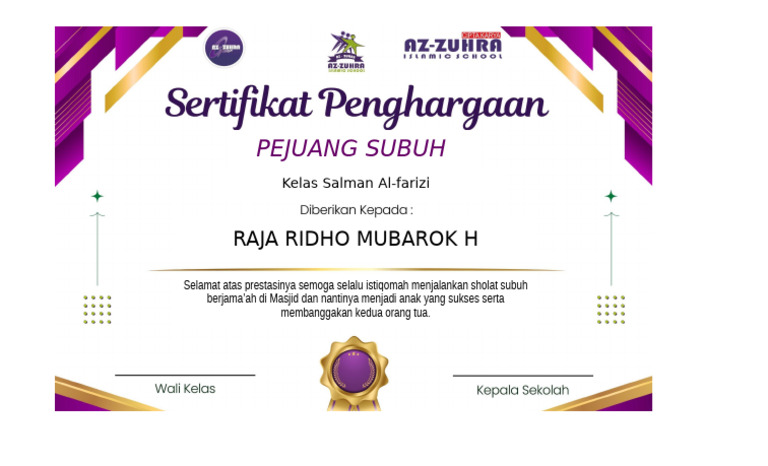 Sertifikat P. Subuh | PDF