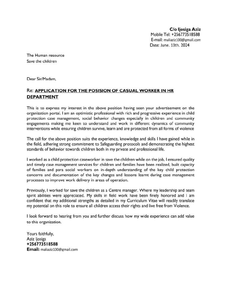 Aziz CV and Letter | PDF