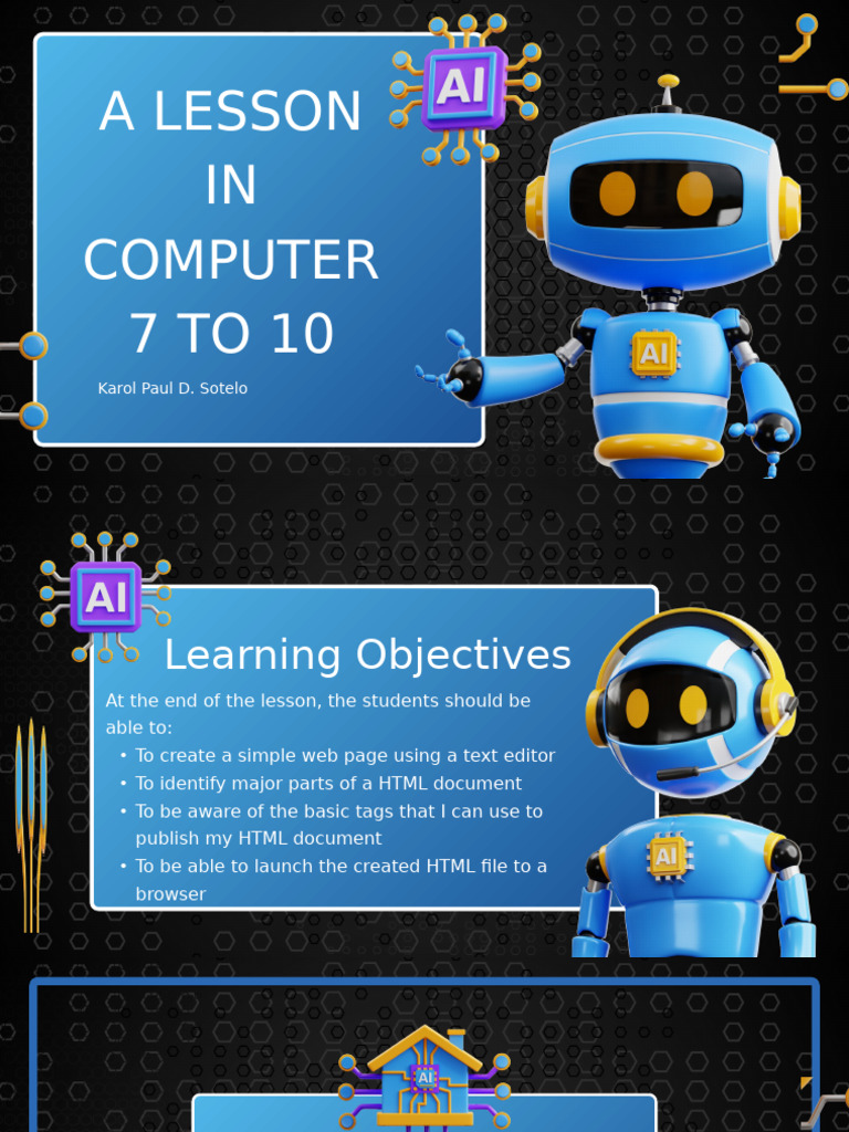 Computer Lesson 3 HTML Elements | PDF | Html Element | Html
