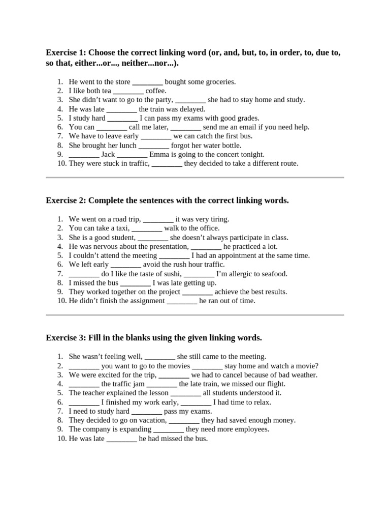 Linking Words Pdf