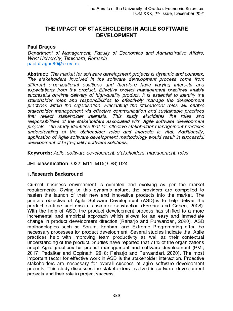 Agile Stakeholder Roles & Impact | PDF | Agile Software Development ...