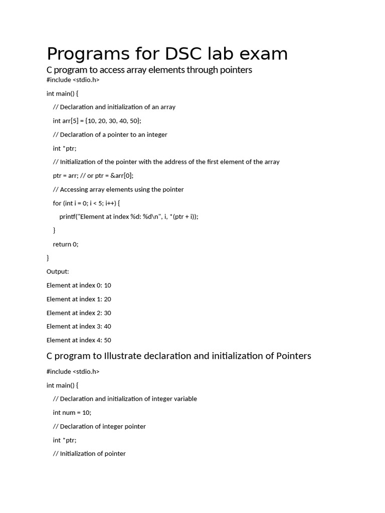 Programs for dsc lab exam 2nd year pdf pointer computer