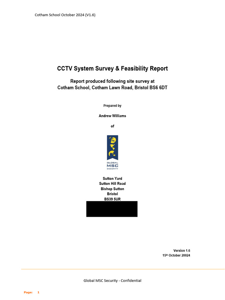 Cotham School CCTV Feasibility Report | PDF | Closed Circuit Television ...