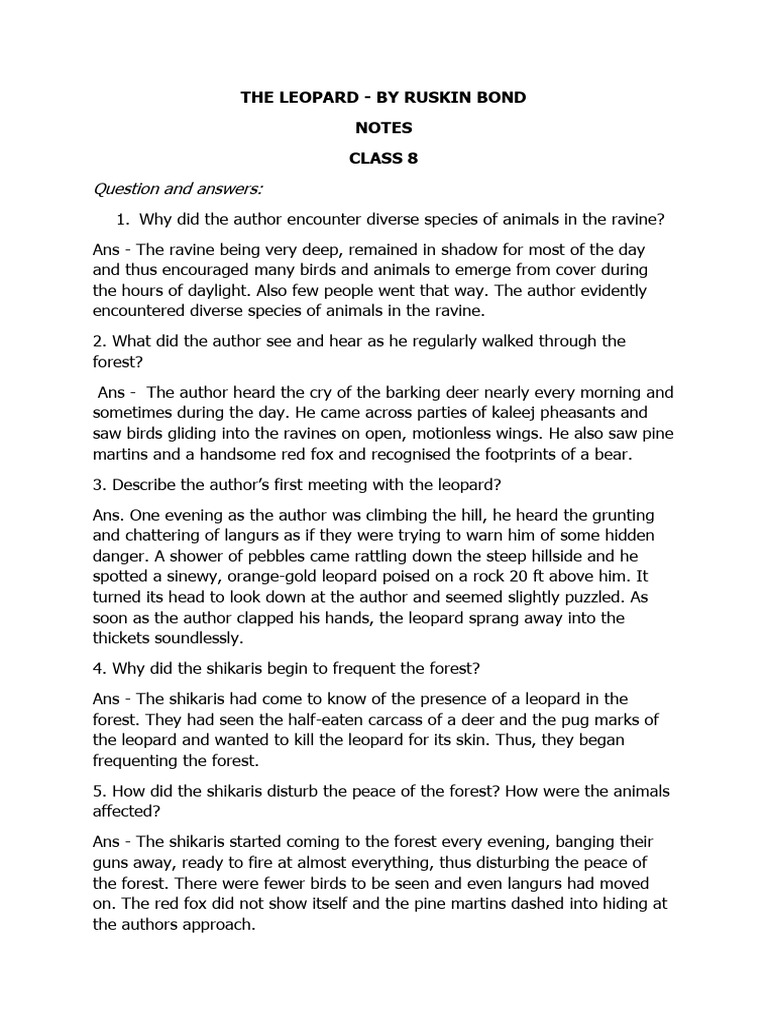 Summary and Q&A on The Leopard | PDF | Leopard | Zoology
