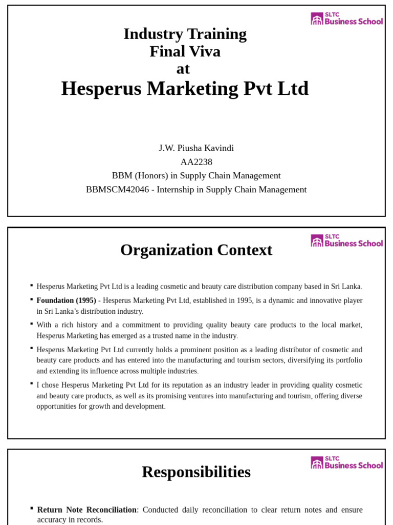 Internship Experience at Hesperus Marketing | PDF | Mentorship | Supply ...