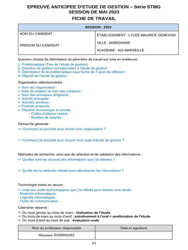 Évaluation Étude de Gestion STMG 2023 | PDF