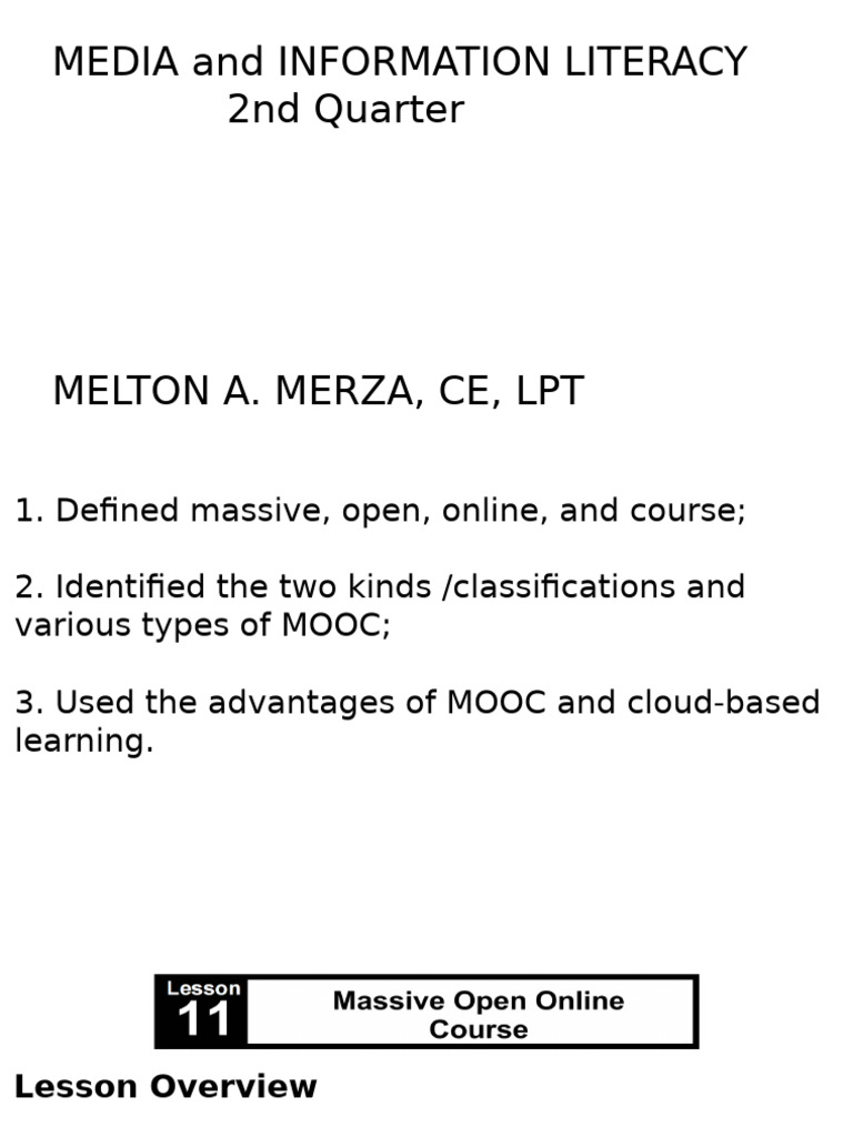MIL2-2 | PDF | Massive Open Online Course | Educational Technology