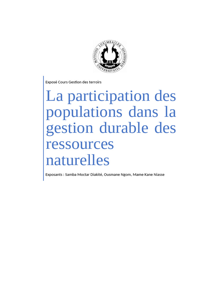 Participation et gestion durable des ressources | PDF | Forêt ...