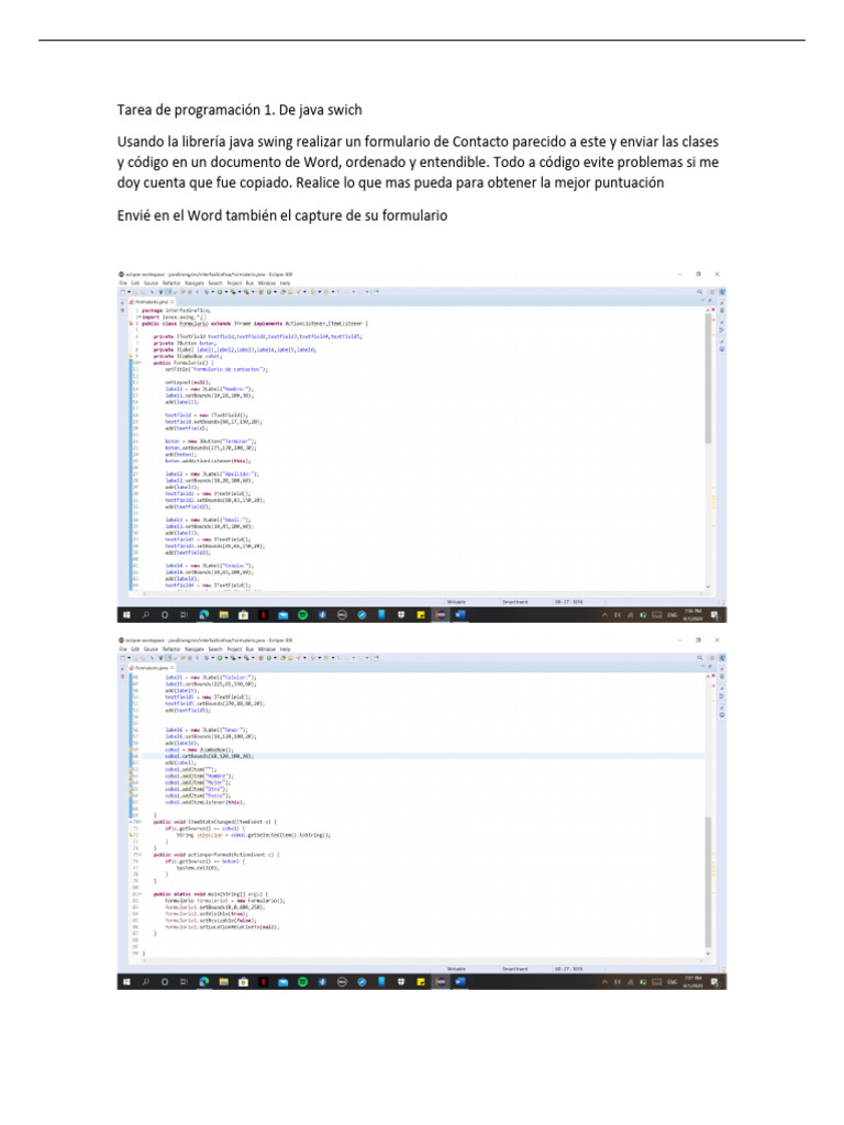 Tarea de Programaci n 1 Java Swich.. Tema 4.PDF | PDF