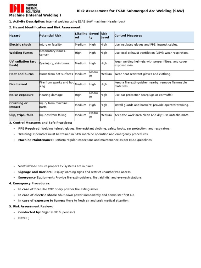 Risk Saw Machin Internal Welding | PDF | Personal Protective Equipment ...