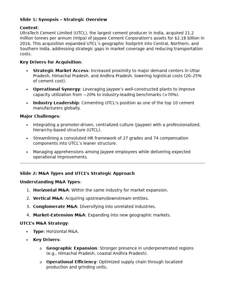 utcl_slide_content | PDF | Mergers And Acquisitions | Employee Retention