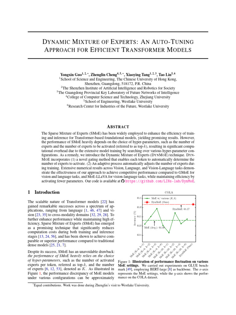 Dynamic Mixture of Experts for Transformers | PDF | Machine Learning ...