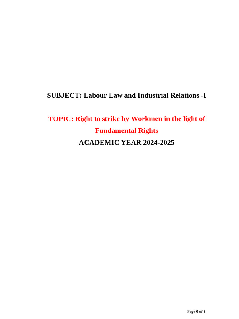 Labour Law and Industrial Relations - I | PDF | Strike Action | Trade Union