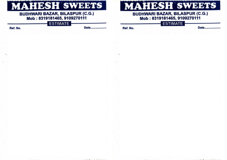 Mahesh Sweets | PDF