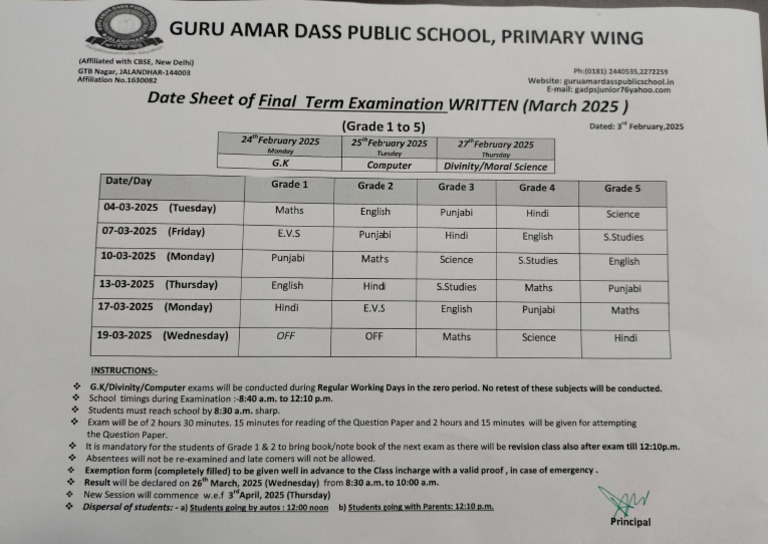 Final Exam Schedule for 2025 | PDF | Educational Assessment And ...