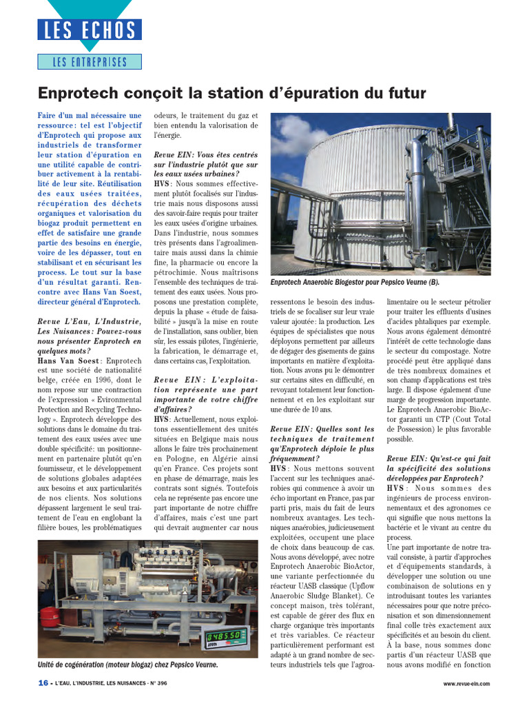 Solutions innovantes d'Enprotech pour l'eau | PDF | Épuration des eaux ...