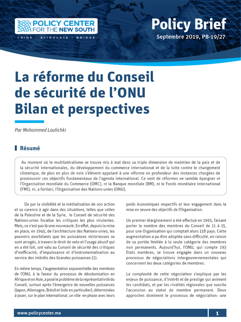 Réforme du Conseil de sécurité de l'ONU | PDF | Conseil de sécurité des ...