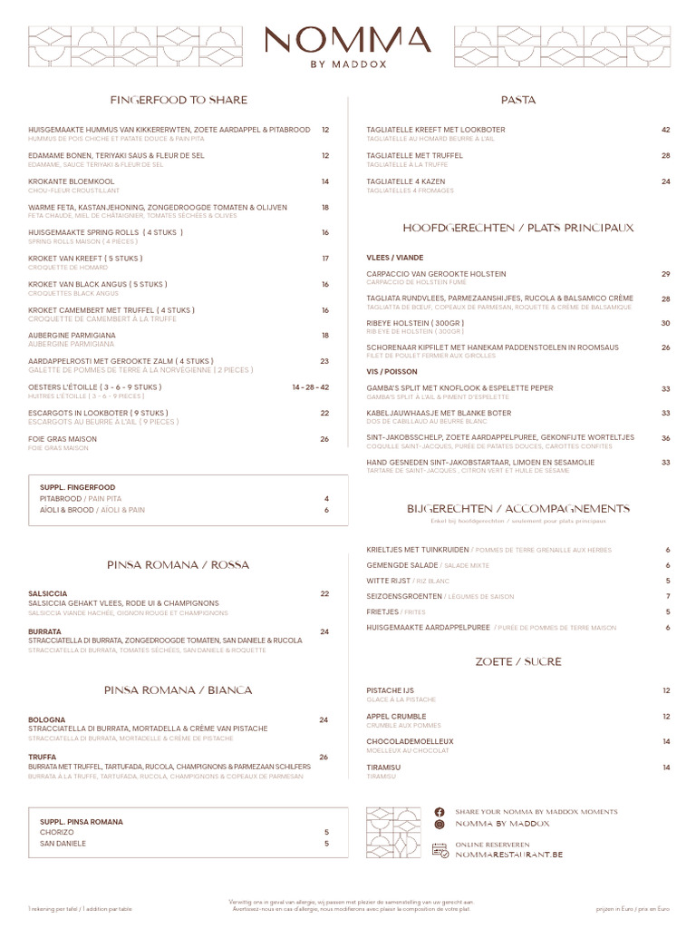 NOMMA by MADDOX Menukaart 2425 1 | PDF