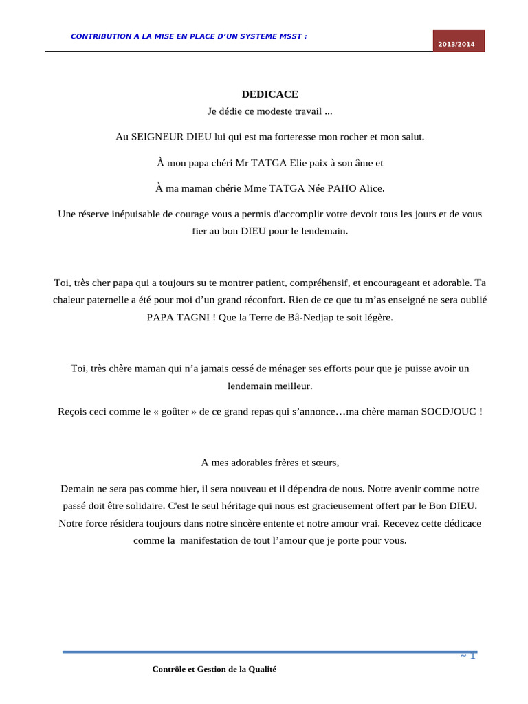 Audit du Système MSST 2013/2014 | PDF