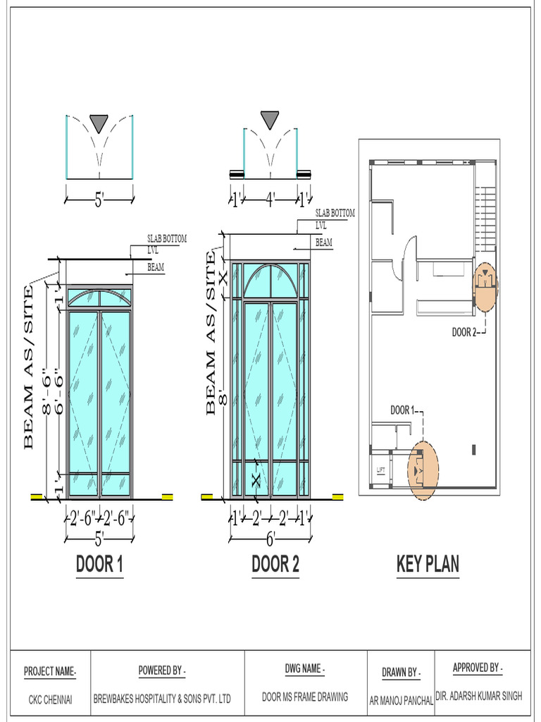 MS Door Frame Drawing for CKC Chennai | PDF