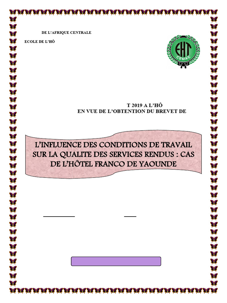 Conditions de travail et qualité des services | PDF | Hôtellerie | Cuisine