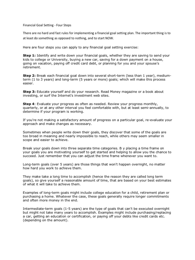 Financial Goal Setting Essentials | PDF | Goal Setting | Goal