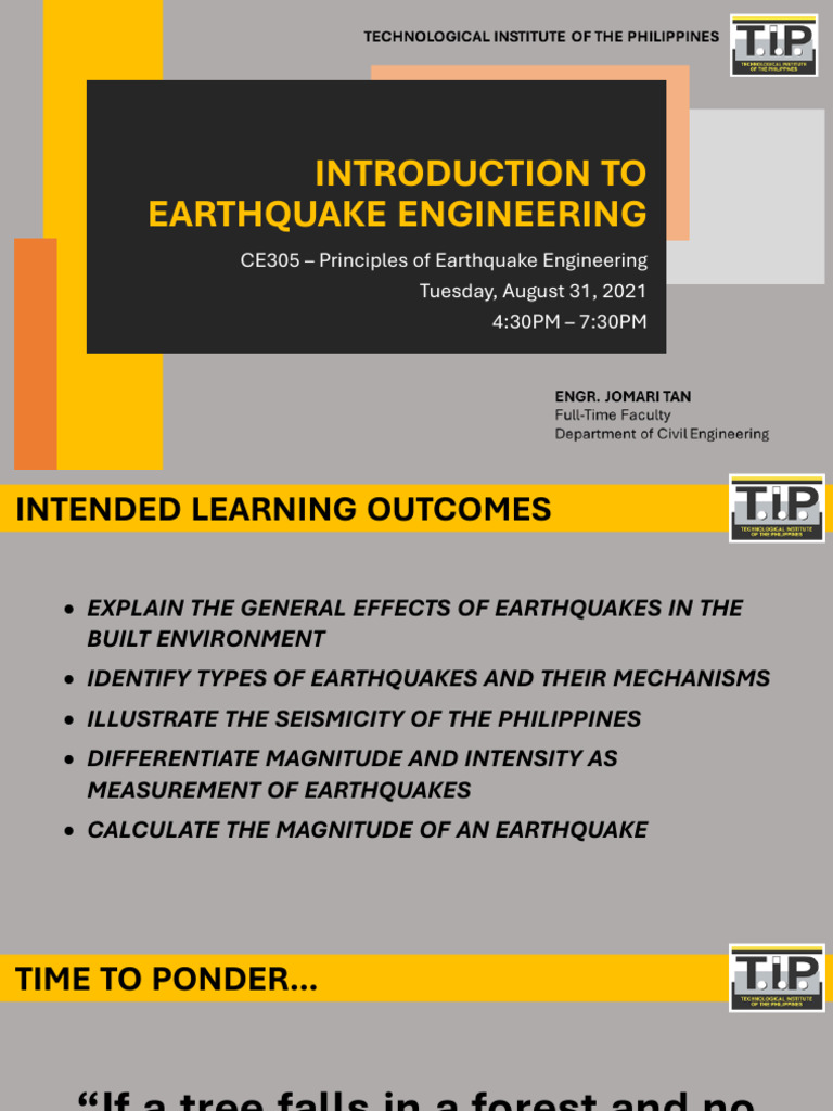 Principles of Earthquake Engineering | PDF | Earthquakes | Plate Tectonics