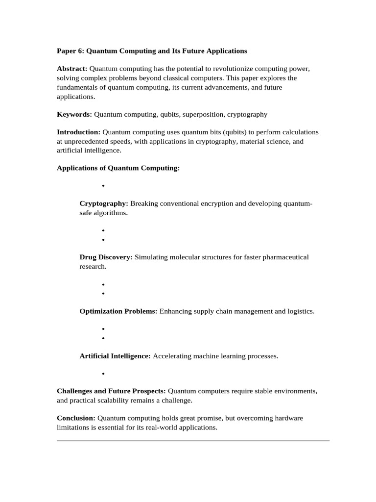 6 Quantum Computing and Its Future Applications | PDF