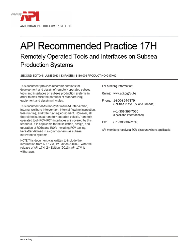 API 17H: Subsea Intervention Standards | PDF | Mechanical Engineering