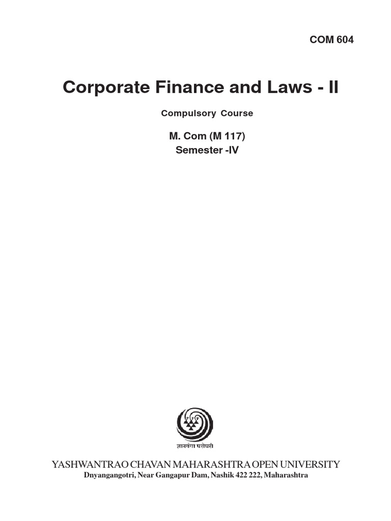 Corporate Finance and Laws Overview | PDF | Capital Structure | Cost Of ...