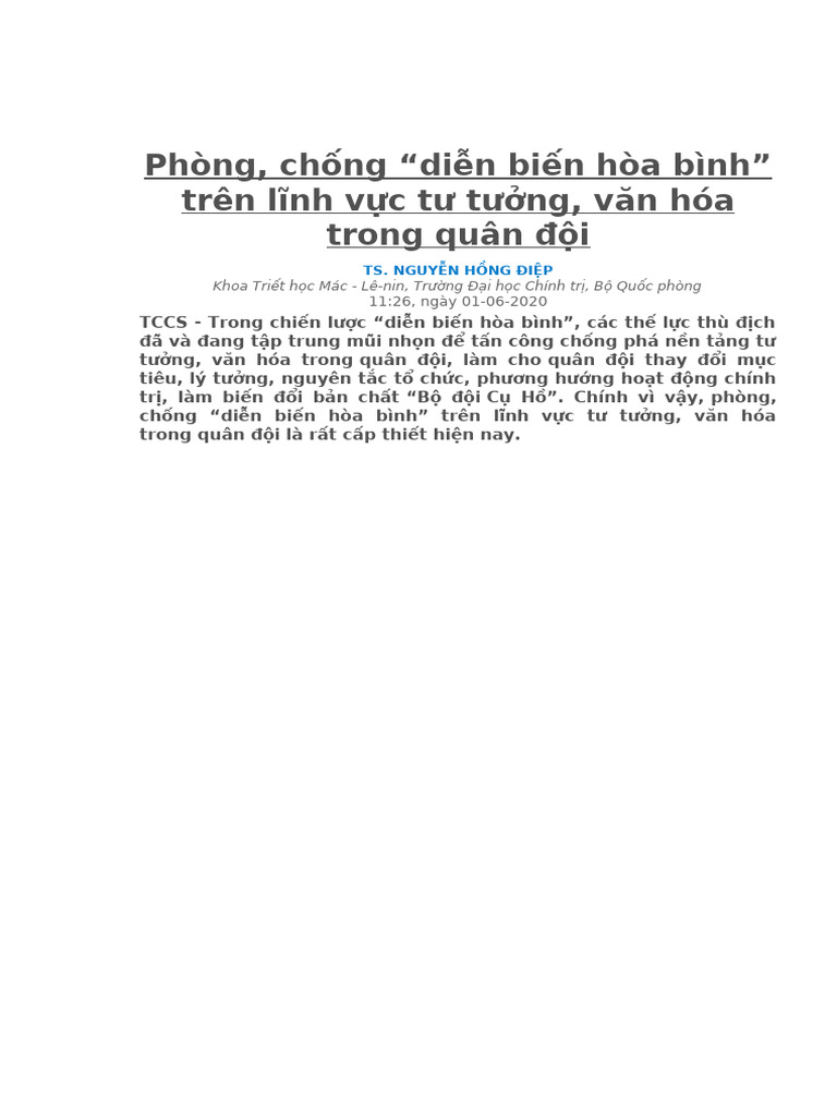 Phòng chống DBHB trên lv ttvh trong Bộ đội | PDF