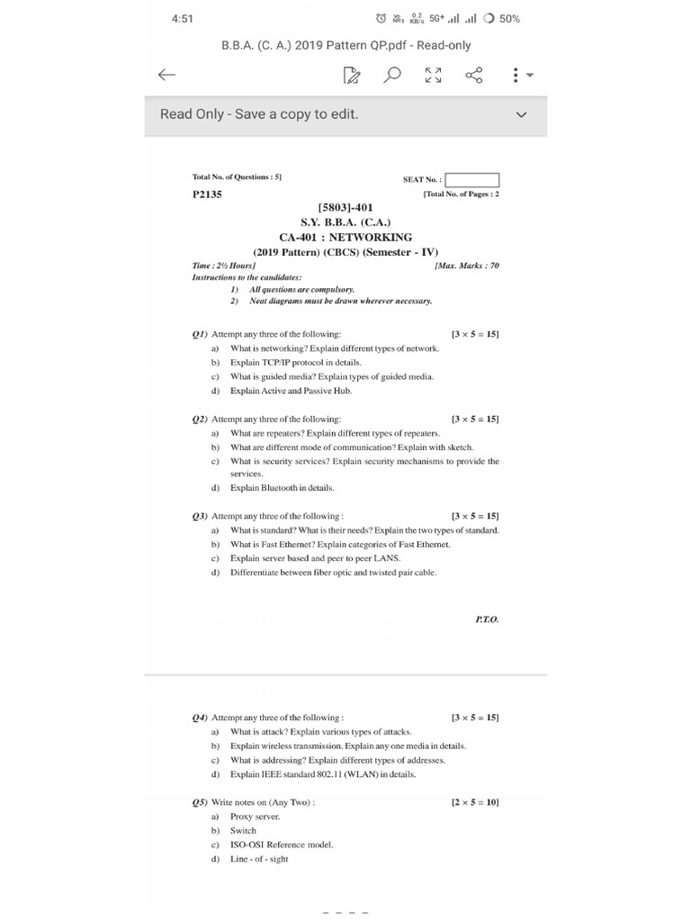 Networking Question Paper | PDF