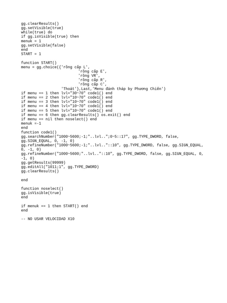 Lua Script for Game Menu Automation | PDF