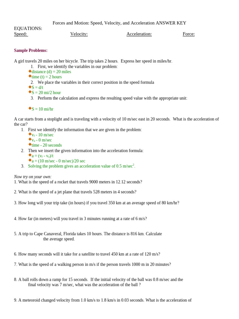 Worksheet Activity in Science 7 | PDF | Acceleration | Speed