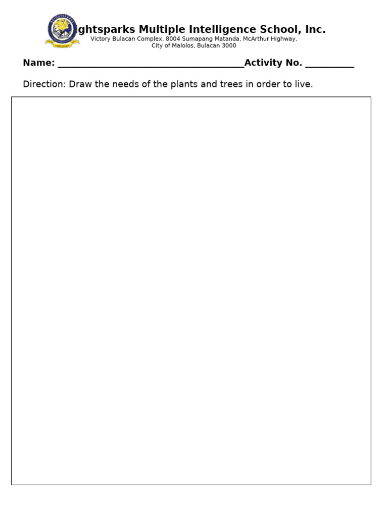 Plant Needs Activity for Students | PDF