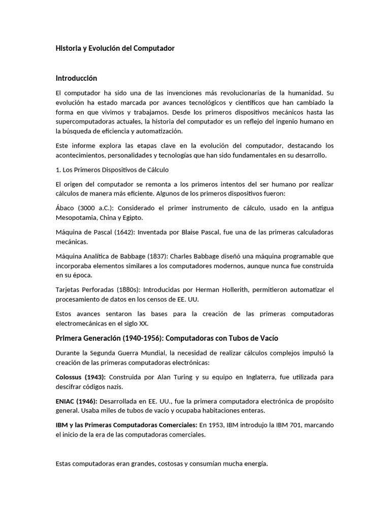 Historia y Evolución Del Computador-1 | PDF | Informática | Ibm