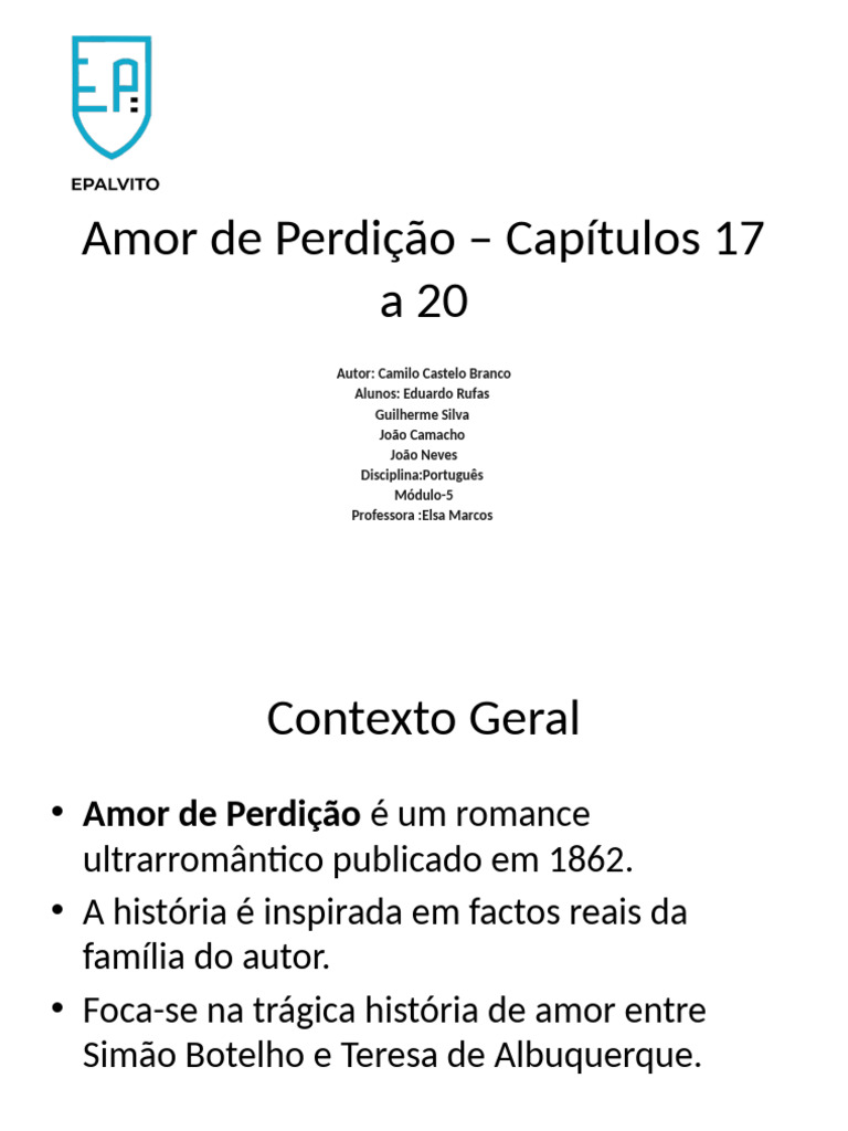 Amor de Perdição: Capítulos 17-20 Resumidos | PDF