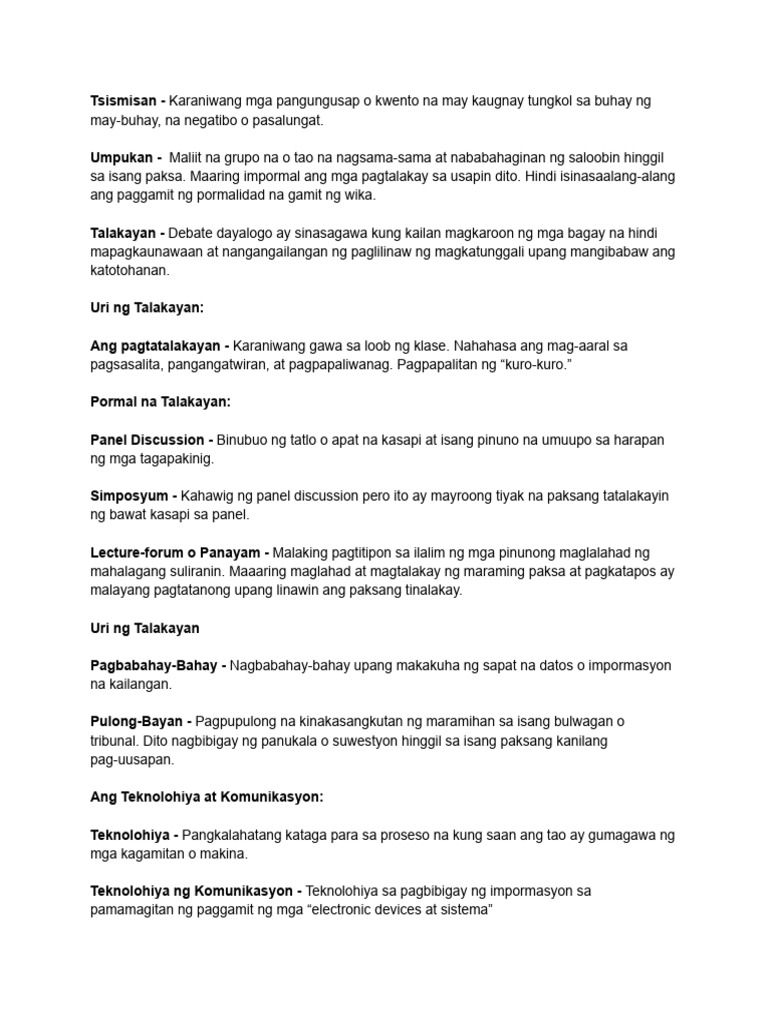 Finals Filipino Terms | PDF