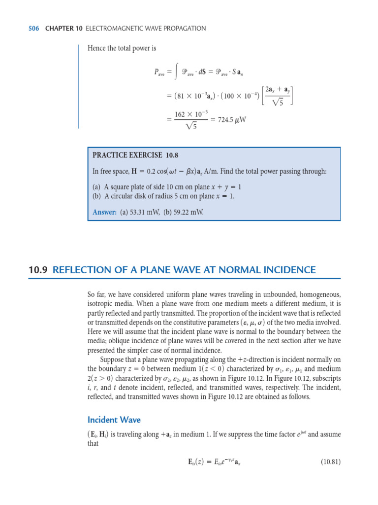 Electromagnetic Wave Reflection Analysis | PDF | Waves | Physical Phenomena