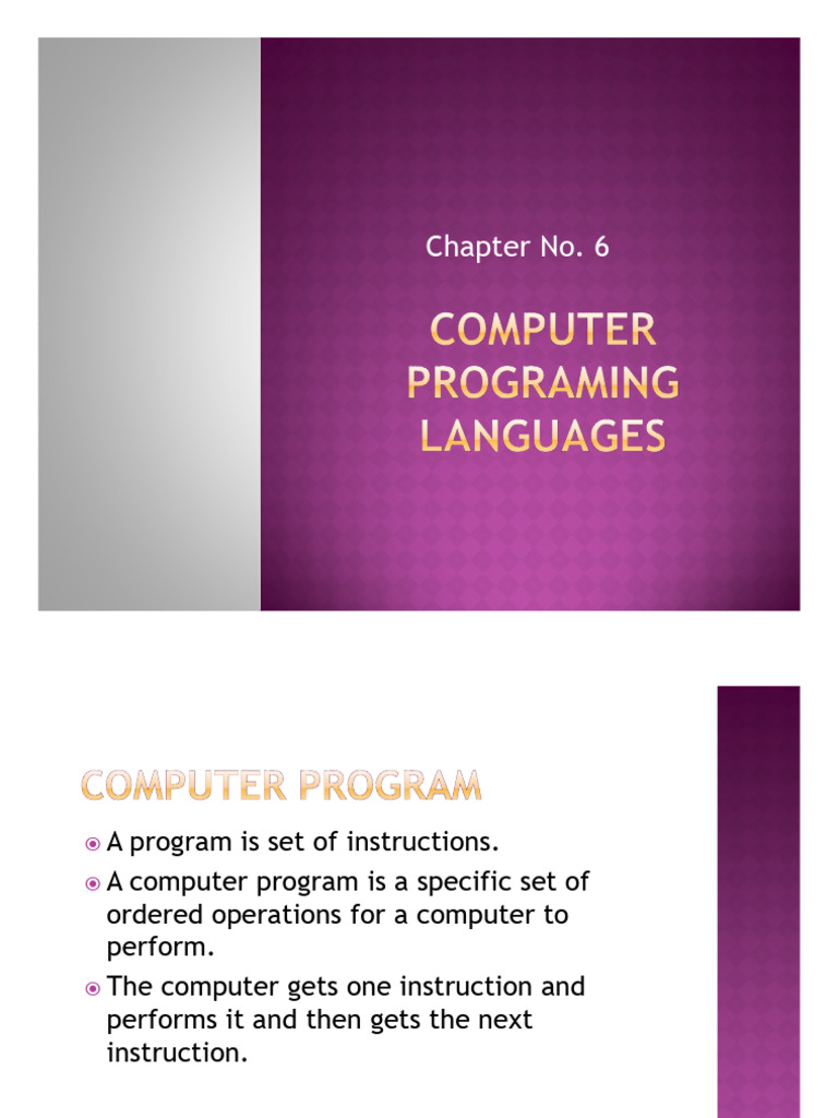Chapter No 6 Computer Programmin Languages | PDF