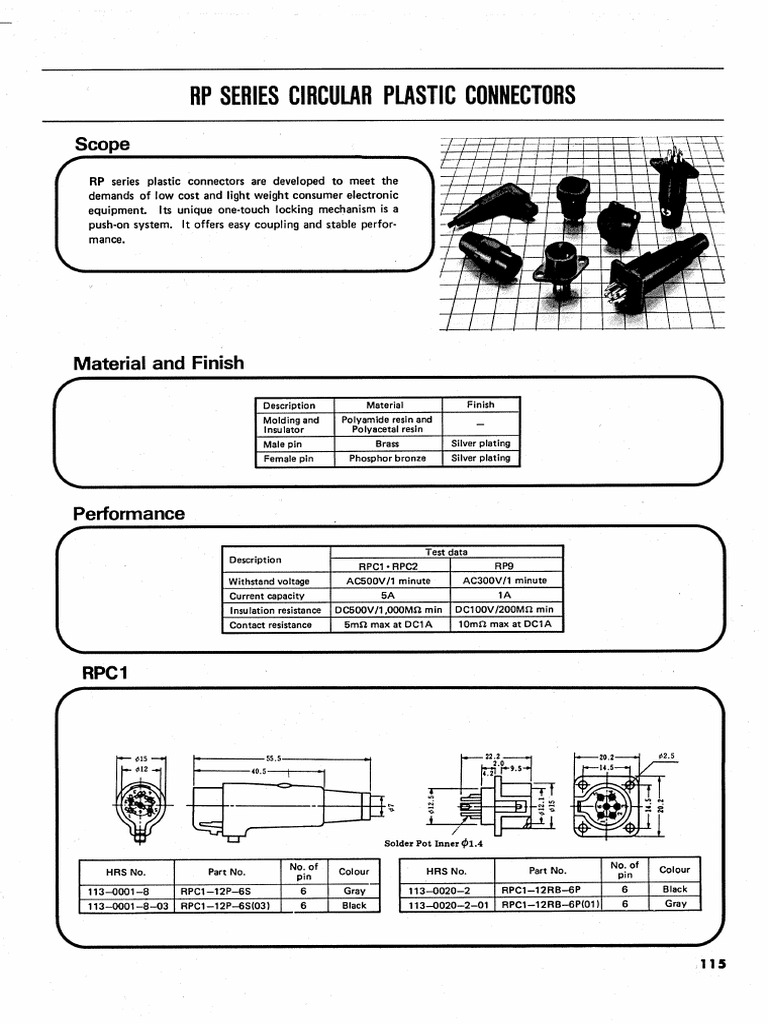 RP Series Circular Plastic Connectors | PDF