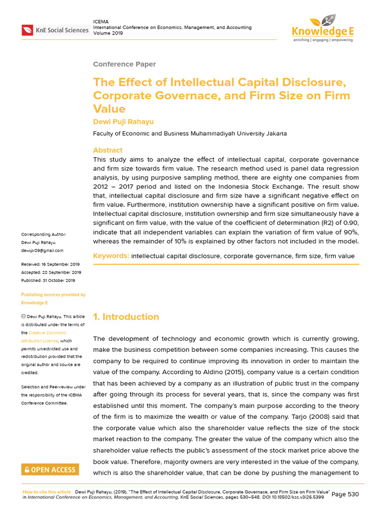 Impact of Intellectual Capital on Firm Value | PDF | Regression ...
